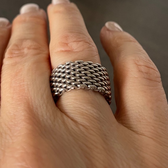 Tiffany Mesh - silver ring size 8/bague en argent taille 8 - Picture 1 of 3